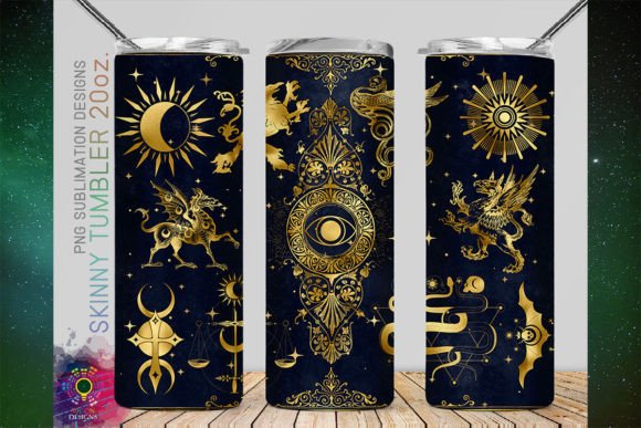 Download Gold Mystical Celestial Tarot Tumbler - Premium Resources
