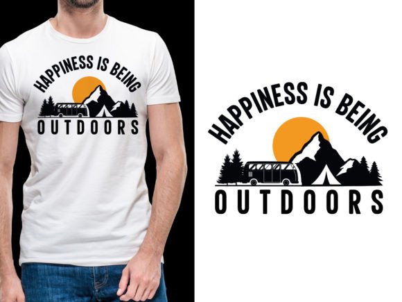 Download Happiness is Being Outdoors Tshirt - Premium Resources