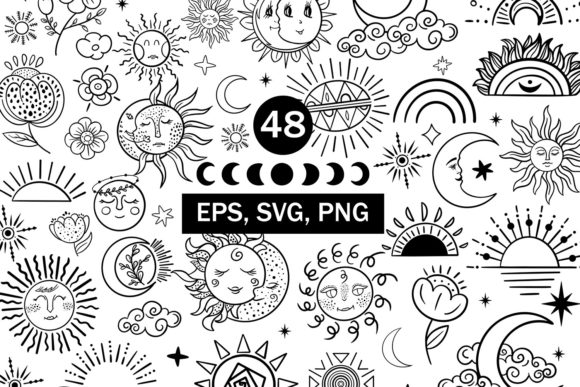 Download Boho Sun and Moon - Premium Resources