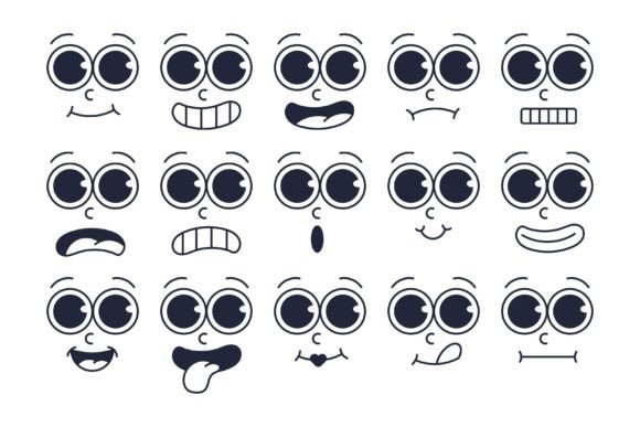 Download Expressive Retro Cartoon Faces Icon Set - Expressive Collection