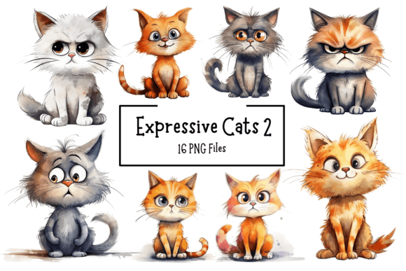 Download Funny Expressive Cats 2 Clipart Bundle - Expressive Collection
