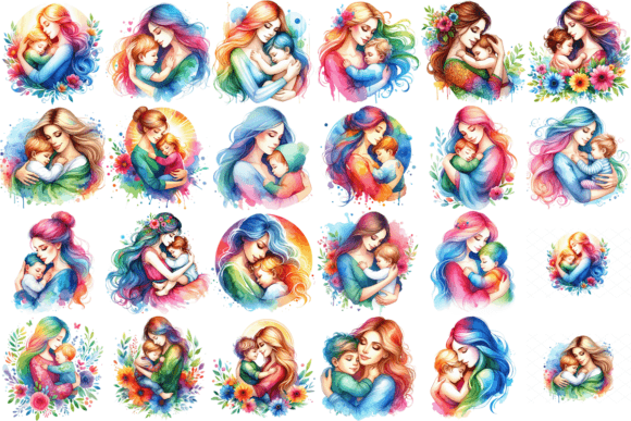 Download 22 Watercolor Mothers Day Clipart Bundle - Mothers day clipart Collection